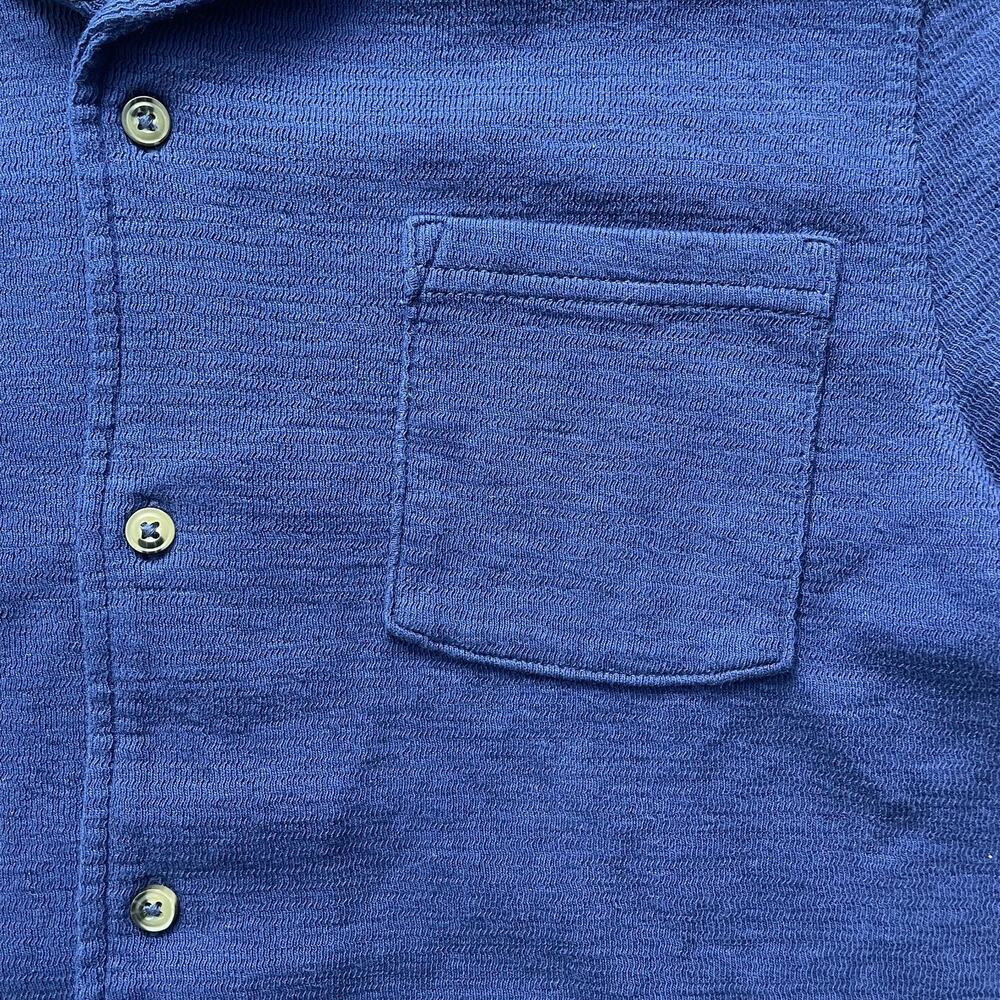 Goodfellow & Co Men's Camp Collar Shirt Blue Textured Knit Casual Pocket S - Picture 4 of 9